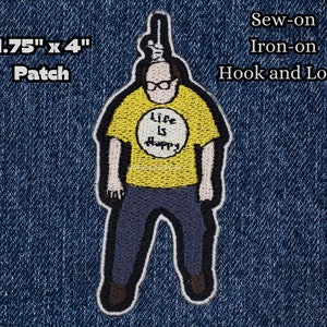Hanging Frank Life is Happy Patch Fully Embroidered, Comedy Meme Emblem, Silly TV Show Symbol, Perfect for Battle Vests or Jackets