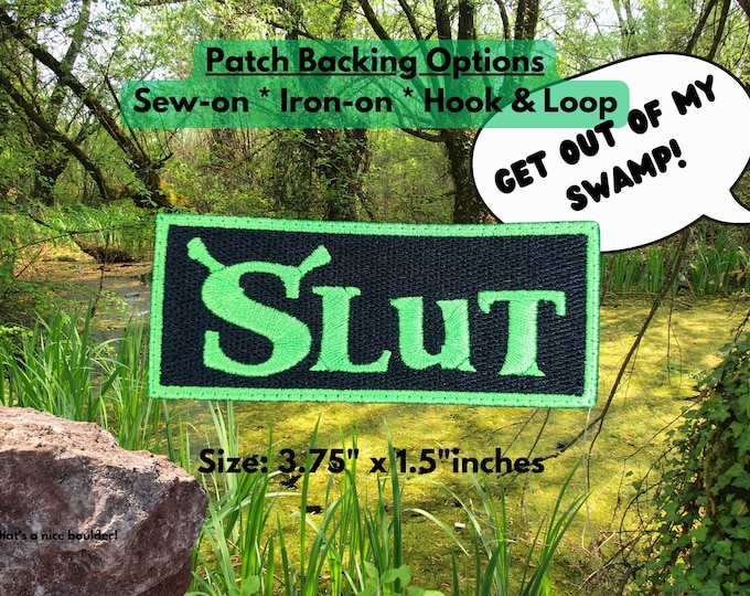 Ogre Slut Fully Embroidered Patch, 90s Meme Emblem, Silly Gaming Symbol, Perfect for Battle Vests or Jackets