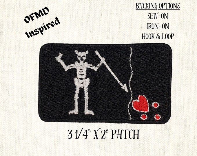 Blackbeard Flag Patch Fully Embroidered, OFMD-Inspired Patch, LGBTQ+ Pirate Patch, Jolly Roger Symbol