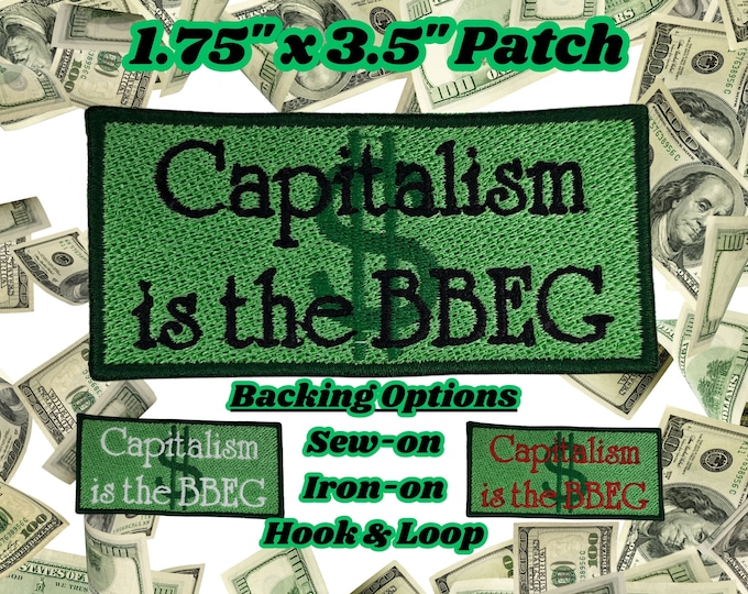 Capitalism is the BBEG, Fully Embroidered Patch, Riot, Resist, Revolt Emblem, Skull and Crossbones Protest Symbol