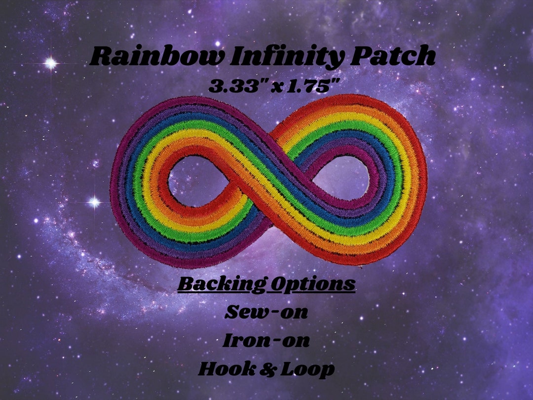 Infinity Rainbow Fully Embroidered Patch, Autism Spectrum Acceptance ...
