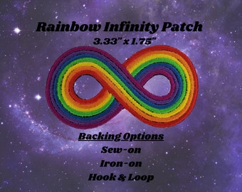Infinity Rainbow Fully Embroidered Patch, Autism Spectrum Acceptance, NO PUZZLE PIECE
