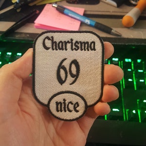 69 Charisma TTRPG Stat Patch, Fully Embroidered DnD Attribute Emblem, Customizable Character Sheet Badge, Perfect Gift for Nerd