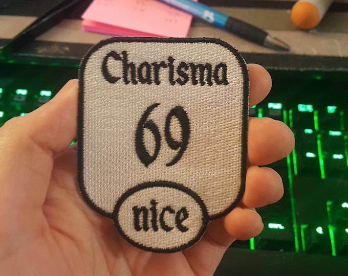 69 Charisma TTRPG Stat Patch, Fully Embroidered DnD Attribute Emblem, Customizable Character Sheet Badge, Perfect Gift for Nerd