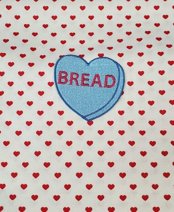 Bread Candy Heart Patch, Valentine Emblem, Crude Candy Symbol, Fully Embroidered Heart Morale Patch