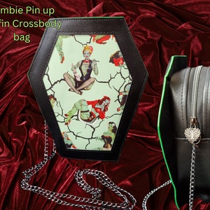 Zombie Pinup Coffin purse, Goth girlfriend, Gothic bag, handbag retro 50s