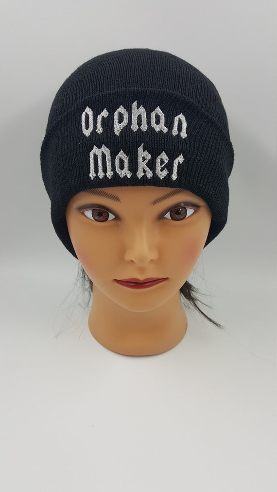 Orphan Maker Metal Beanie, Critter Fashion, DnD Hat, TTRPG Knitted Cap, Warm and Comfortable Rock Music Skull Cap