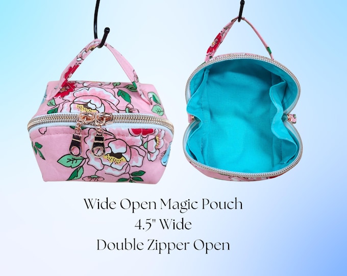 Wide Mouth Pouch Pink Floral, coin purse, little bag