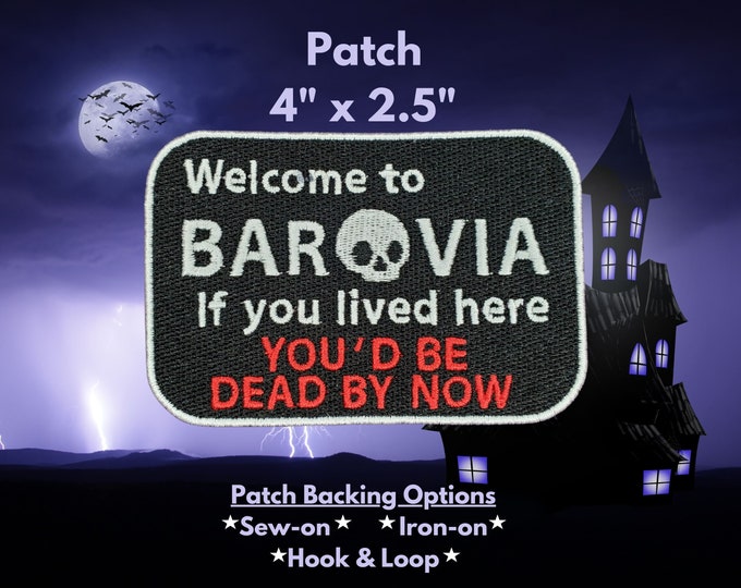 Welcome to Barovia Skull Patch Fully Embroidered, DnD Emblem, Vampire Badge, Perfect for DnD Battle Jacket Vest or Dice Bag