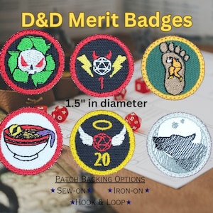 DnD Merit Badge, Dungeons and Dragons Achievement Patches, Table Top Roleplaying Game Emblems, Perfect Gift for Nerdy Collectors