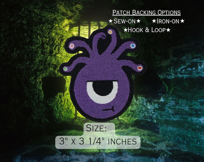 Fully Embroidered DnD Eye Tyrant Morale Patch, Dungeons and Dragons Emblem, Grumpy Octopus Monster Badge, Chibi Monster Icon