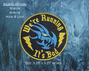 We're Running It's Bad Fully Embroidered Morale Patch, DnD Emblem, Pastel Death Cleric Badge, Great for Cosplay, Perfect Gift for Nerd