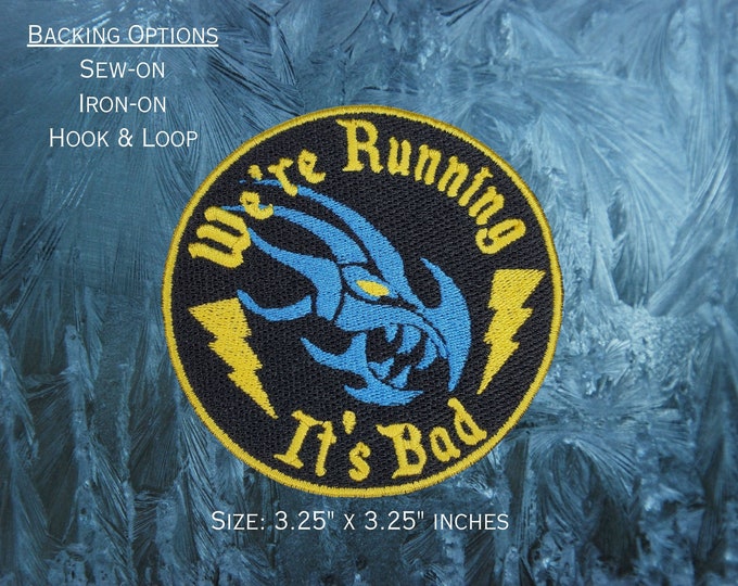 We're Running It's Bad Fully Embroidered Morale Patch, DnD Emblem, Pastel Death Cleric Badge, Great for Cosplay, Perfect Gift for Nerd