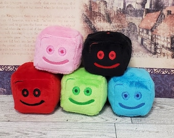 Gelatinous Cube Dice Plushies, Dungeons and Dragons Stuffed Animals, Cute Monster Stuffies, Nerdy Stuffed Dice, Available in Multiple Colors