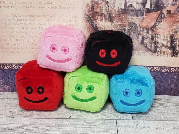 Gelatinous Cube Dice Plushies, Dungeons and Dragons Stuffed Animals, Cute Monster Stuffies, Nerdy Stuffed Dice, Available in Multiple Colors