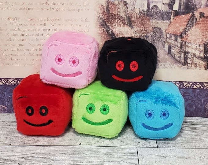Gelatinous Cube Dice Plushies, Dungeons and Dragons Stuffed Animals, Cute Monster Stuffies, Nerdy Stuffed Dice, Available in Multiple Colors