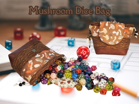 Mushroom Dice Bag TTRPG Accessory, Dungeons and Dragons Dice Pouch, Cute Coin Pouch