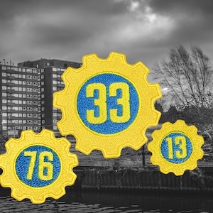 Anpassbarer Vault Patch - Voll gestickt für Biker Badges von Videospielen - Sci-Fi Retro Label - Ideal für Vault Dweller Cosplay