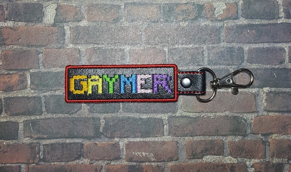 Embroidered Gaymer Key Fob, Video Game Pride Keychain, Digital Rainbow Bag Clip, Gaming Accessory, Perfect Gift for LGBTQ+