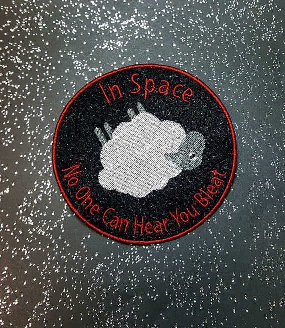 Space Sheep Morale Patch Embroidered Glittery Galaxy Felt, DnD Emblem, Alien Farm Animal Badge, Perfect Gift for Nerd