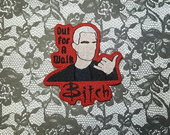 Out for a Walk B**** Fully Embroidered Patch, BtVS Badge, Popular Monster Slayer Emblem, Vampire Villain Patch, Perfect for Cosplay