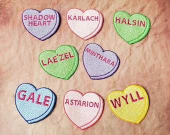 BG3 Camp Friends Candy Heart Patch, Popular RPG NPC Patches, Fully Embroidered Heart Morale Patches With Multiple Colors Available