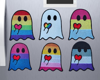 Pride Ghost with Heart,  LGBTQIA+ Embroidered Magnet