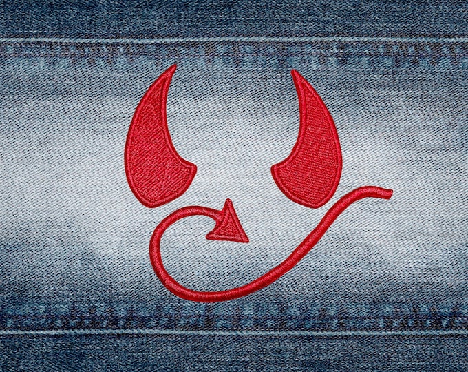 Devil Horns and Tail Patches, Set of 3 Demon Accessories, Customizable Goth Emblems, 100+ Colors Available