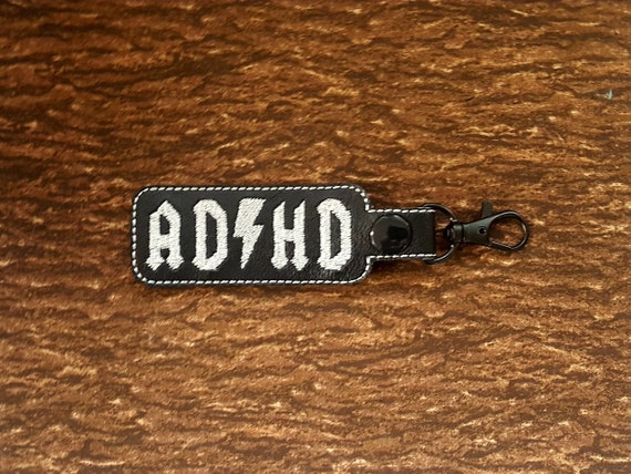 ADHD Classic Rock Metal Keychain, Neurodivergent Label, Autism and ADHD Awareness, Mental Health Key Fob