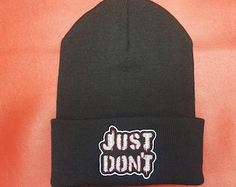 Just Don't Beanie, DnD Emblem, Punk Genasi Barbarian Skullcap, Great for Cosplay, CR-Inspired Hat, Perfect Gift for Nerd