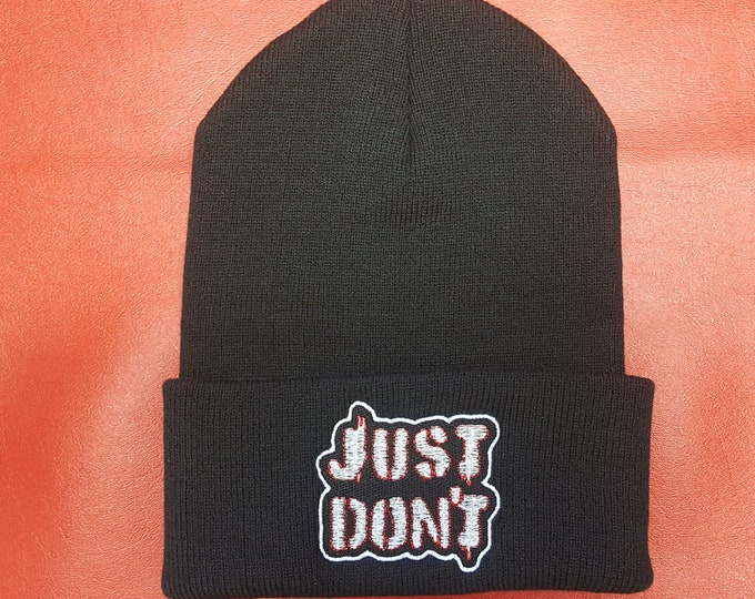Just Don't Beanie, DnD Emblem, Punk Genasi Barbarian Skullcap, Great for Cosplay, CR-Inspired Hat, Perfect Gift for Nerd
