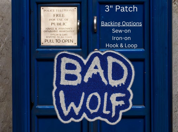 Bad Wolf Patch Fully Embroidered, Science Fiction Badge, Alien Doctor Cosplay, Sci-Fi Television Show Prop