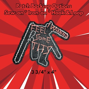 I Wanna Feel Some T*ts Anime Patch, Power Tool Doggo and Friends, High Quality Fully Embroidered Demon Fighting Patches
