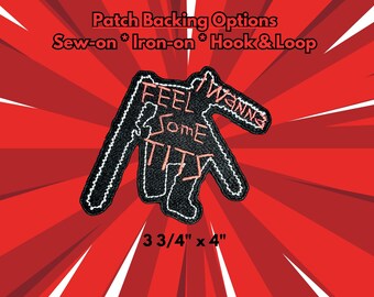 I Wanna Feel Some T*ts Anime Patch, Power Tool Doggo and Friends, High Quality Fully Embroidered Demon Fighting Patches