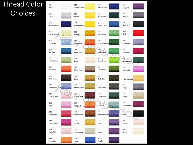 Puede incluir: Una tabla de colores de hilo con n&uacute;meros correspondientes. La tabla est&aacute; dividida en columnas con diferentes colores de carretes de hilo. Cada carrete tiene un n&uacute;mero impreso. Los colores incluyen blanco, plata, azul prusiano, marr&oacute;n crema, azul claro, azul cielo, verde fresco, bermell&oacute;n, marr&oacute;n oscuro, azul aciano, rosa salm&oacute;n, rosa, rosa oscuro, fucsia oscuro, rosa carne, calabaza, amarillo lim&oacute;n, amarillo, oro de cosecha, naranja, mandarina, oro profundo, lino, marr&oacute;n claro, lat&oacute;n, marr&oacute;n rojizo, rojo adobe, marr&oacute;n rojizo, marr&oacute;n arcilla, caqui, gris c&aacute;lido, azul, azul ultramar, azul pavo real, azul el&eacute;ctrico, verde menta, verde esmeralda, verde hoja, verde lima, verde musgo, oliva oscuro, verde oliva, verde azulado, seacroft, violeta wisteria, lila, violeta, morado, magenta, esta&ntilde;o, gris oscuro, rojo, lavanda, carm&iacute;n, verde oscuro, lila claro, amarillo crema, gris, beige, morado real, carne, marfil.