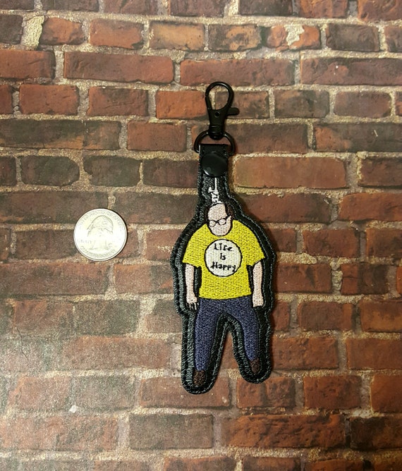 Hanging Frank Life is Happy Keychain, IASIP-Inspired Bag Tag, Dark Humor Bag Clip