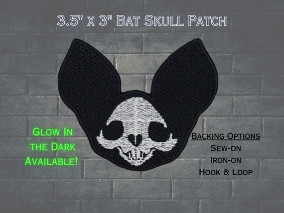Gothic Bat Skull Fully Embroidered Patch, Creepy Witch Emblem, Skeleton Batty Badge, Undead Bat Icon, Perfect Gift for Goth Bat Lover