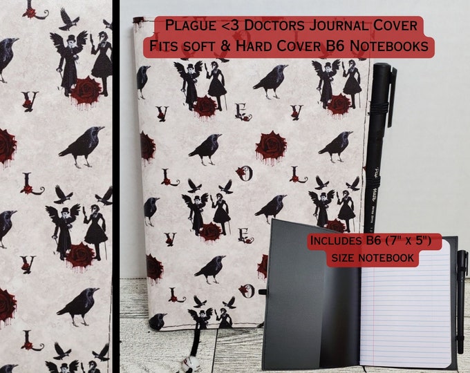 Plague Doctor Love and Ravens Medium Composition Notebook Cover