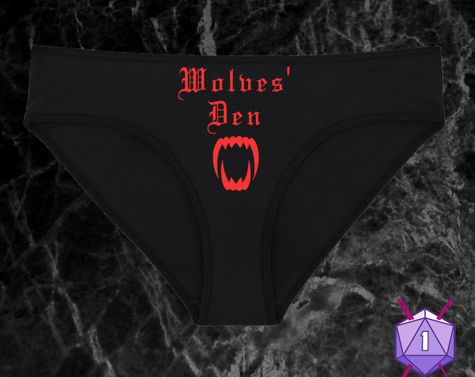 Wolves' Den Werewolf Underwear, Dainty & Dangerous Panties, Gothic Horror Themed Lingerie, Sizes Available From Small-2XL