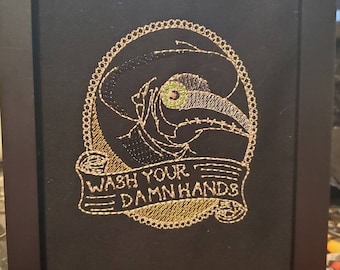 Plague doctor framed embroidery art 2020 bathroom art