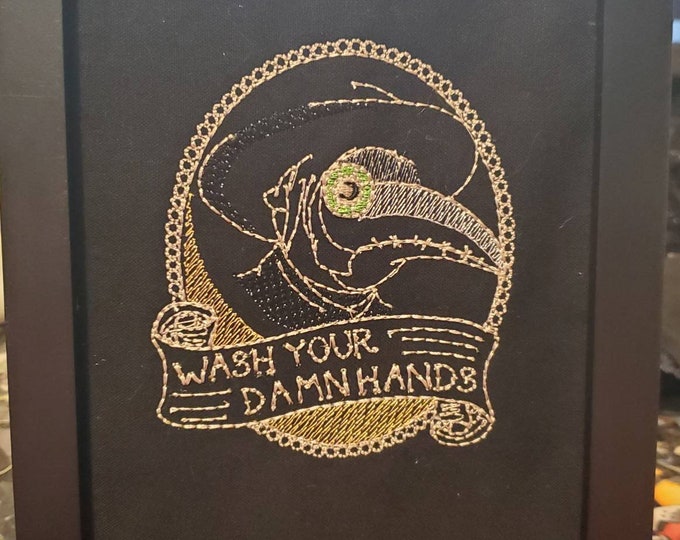 Plague doctor framed embroidery art 2020 bathroom art