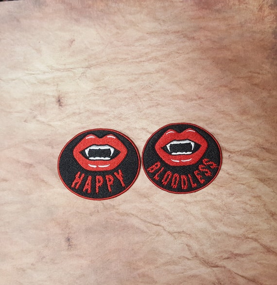 Happy/Bloodless Vampire Patch, Astarion-Inspired Popular RPG NPC Patches, Fully Embroidered Video Game Morale Patch