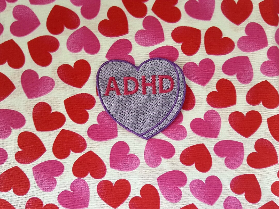 ADHD Candy Heart Patch, Valentine Emblem, Crude Candy Symbol, Fully