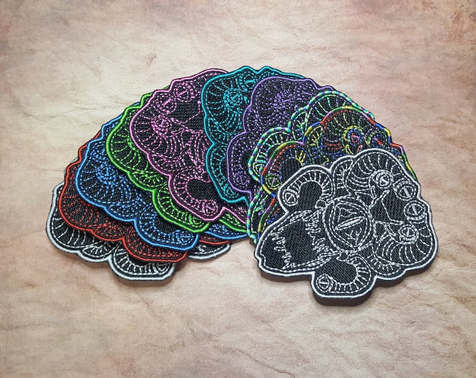 Customizable Metal-Inspired Eye Tyrant Patch, Fully Embroidered DnD Emblem Great for Hats, Multiple Thread Colors Including Glow in the Dark