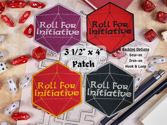 Roll for Initiative Fully Embroidered Patch, Multiple Color Options Dungeons and Dragons Badge, Customizable DnD Emblem