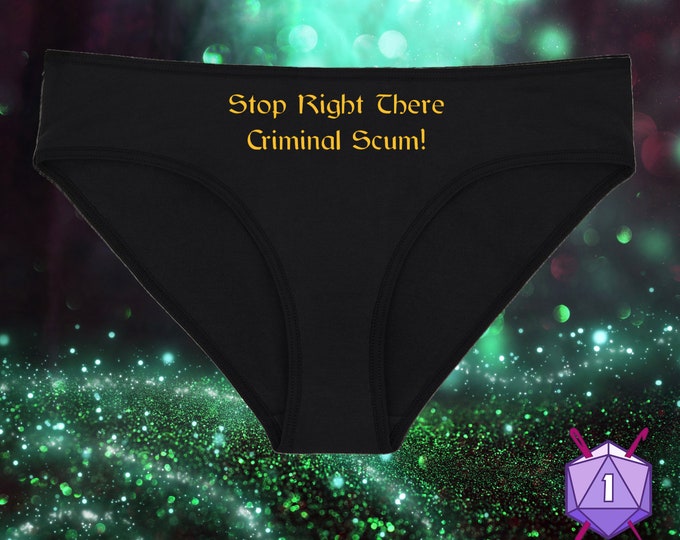 Stop Right There Criminal Scum Nerdy Underwear, Dainty & Dangerous Panties, Cast a Spell on Your Partner, Sizes Available From Small-2XL
