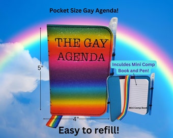 Gay Agenda, Miniature Composition lgbtqia+ Notebook, Mini Comp Pocket Notepad