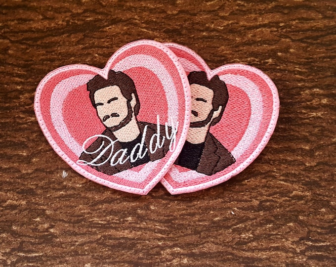 Pedro Pascal Heart Patches, Daddy Meme Love Emblem, Available with or without "Daddy" Text