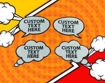 Speech and Thought Bubble Custom Patches, Cartoon/Comic Book/Manga Inspired Embroidered Patch