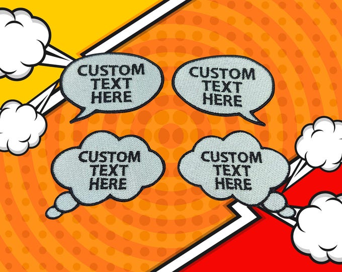Speech and Thought Bubble Custom Patches, Cartoon/Comic Book/Manga Inspired Embroidered Patch